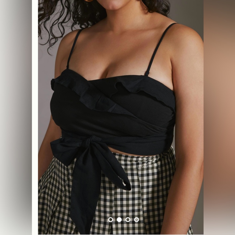 Ruffled Tie-Front Tube Top